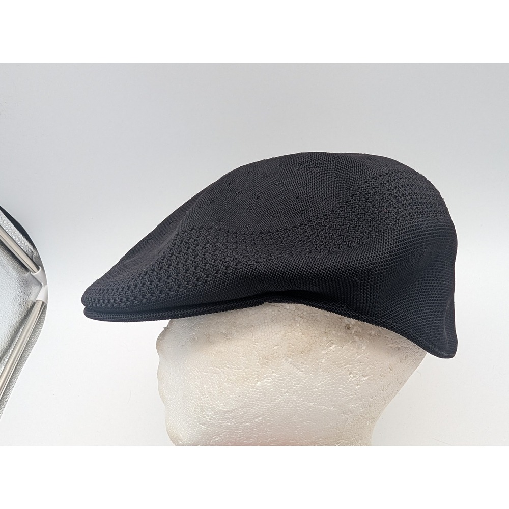 Kangol Tropic 504 Ventair Black Flat Cap Mesh Ivy Hat XL 0290BC